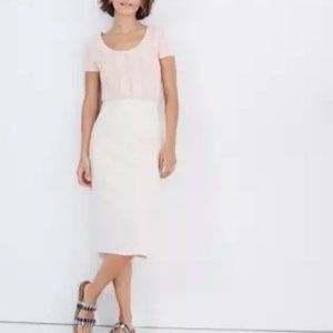 NWT Madewell Linen Button Slit Midi Skirt - Cream